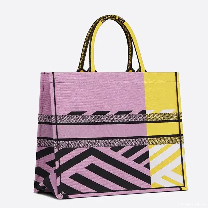 Cheap Pop Motif Pink Tote D-Jungle Yellow Canvas Book Dior 0427 Luxury